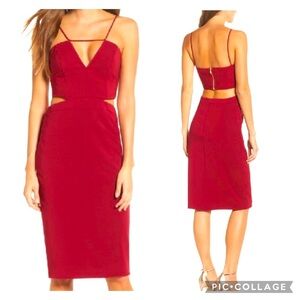 Maria Bianca Nero Melani Strappy Cut Out Dress in Red. Size 6.